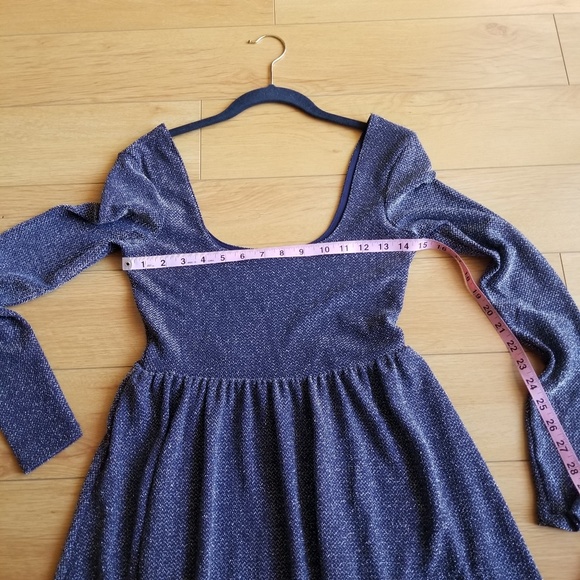 Free People Navy Knit Silver Metallic Mini Dress - Picture 5 of 8